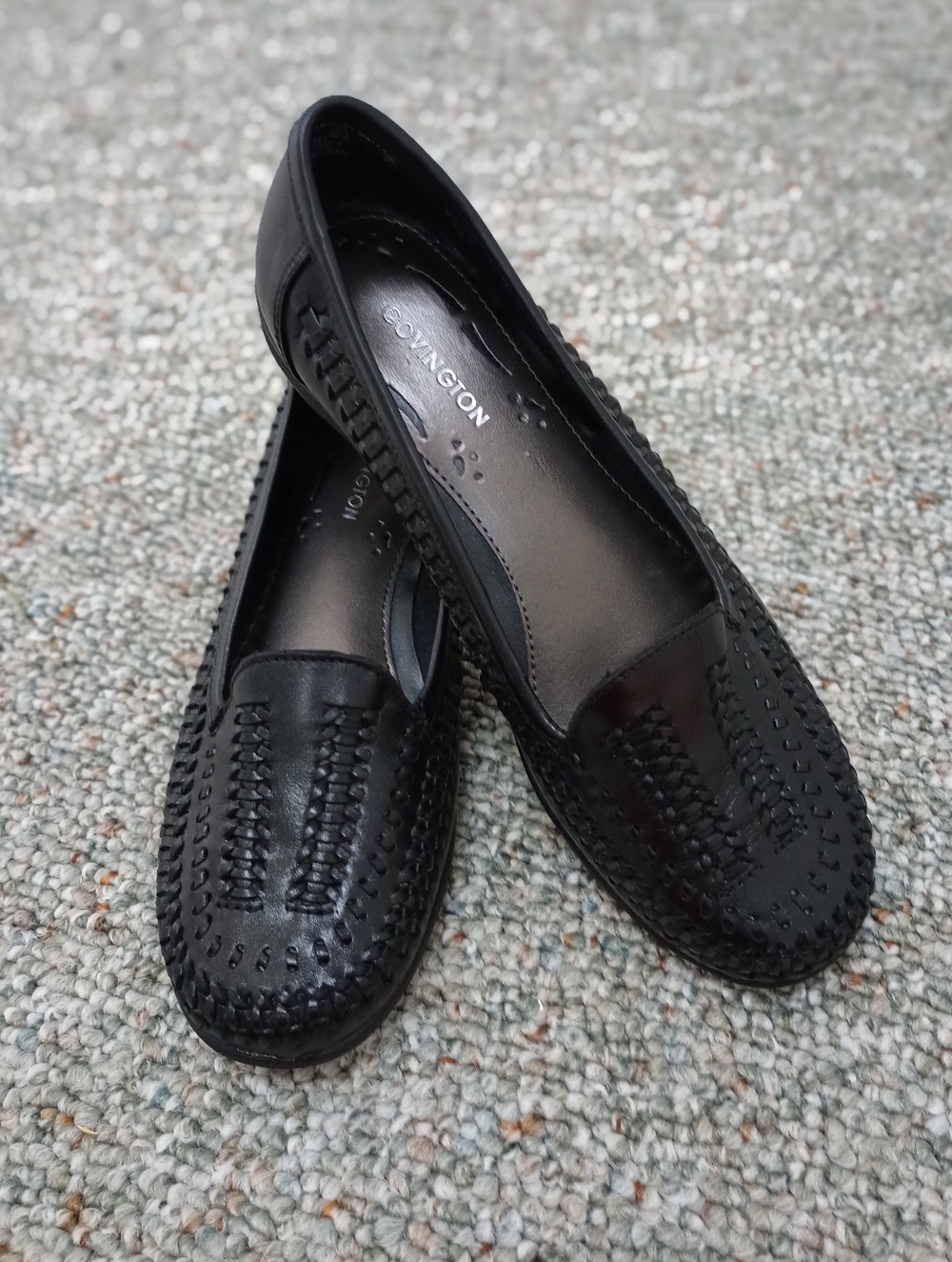 Covington Florence Black Slip-On Loafer Leather Flats 7.5W